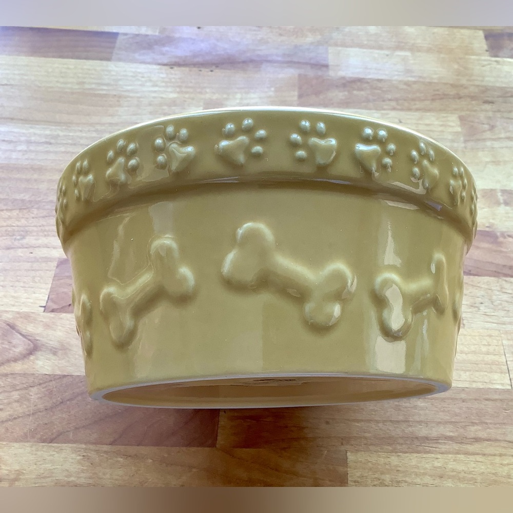 Stoneware Pet Bowl with Paw and Bone Design